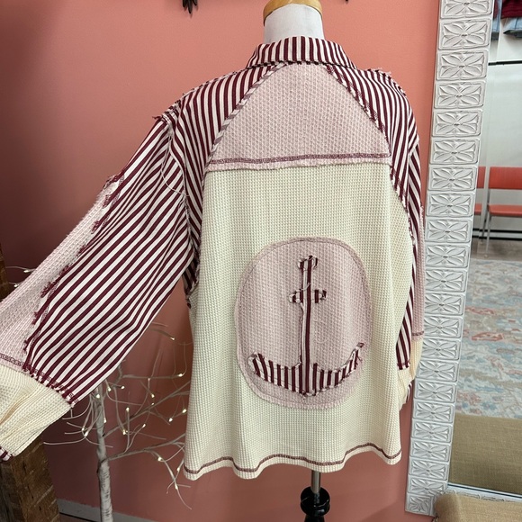 New! POL Patchwork Anchor Waffle Jacket - Picture 3 of 3